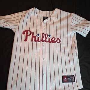 Majestic Chase Utley Philadelphia Phillies Jersey 26 Womens L White MLB Baseball